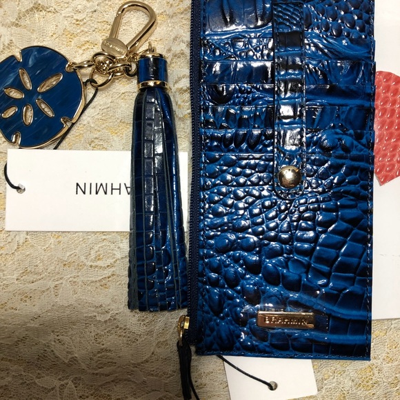 NWT BRAHMIN SAPPHIRE Credit Card Wallet & matching SAND DOLLAR TASSLE - Picture 3 of 3